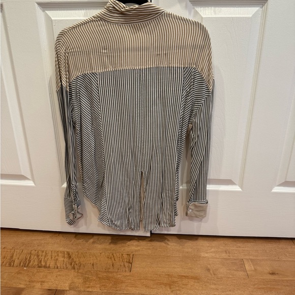 Free People Distressed striped button down - Picture 2 of 3